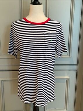 Polo Ralph Lauren Nautical Preppy Striped Pocket Tee Red Trim Boys 18/20